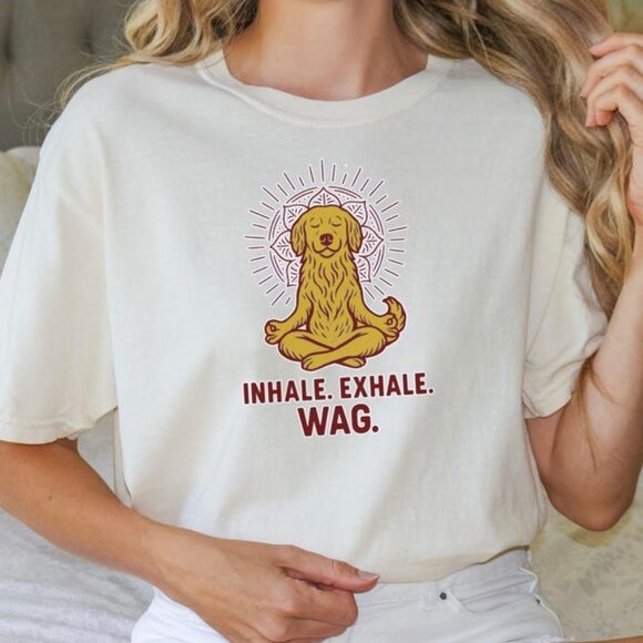 Tops - Funny Dog Shirt Golden Mindful Yoga Tee
